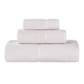 Lodie Cotton Plush Absorbent Jacquard Solid 3 Piece Assorted Towel Set